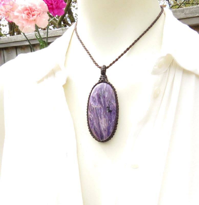 Charoite Macrame Necklace, Gemstone Necklace, Purple Lover, Purple Gemstone, Gift Ideas For The Boho Beauty, Summer Jewelry, Gift For Her