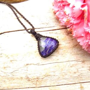 Purple Charoite macrame necklace, gift ideas, boho beauty, the crystal collector, gemstone jewelry Purple Charoite macrame necklace, gift ideas, boho beauty, the crystal collector, gemstone jewelry