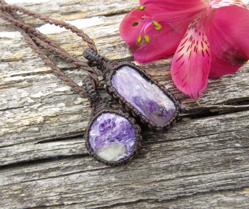 Charoite Necklace Set, Charoite Necklace, Layering Necklace, Macrame Necklace, Gift For Mom, Purple Theme, Mothers Day Gift
