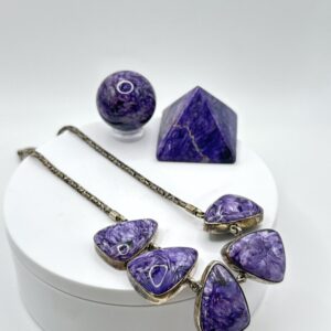 Charoite & Sterling Silver Geometric Necklace - 51.38 Grams Charoite & Sterling Silver Geometric Necklace - 51.38 Grams