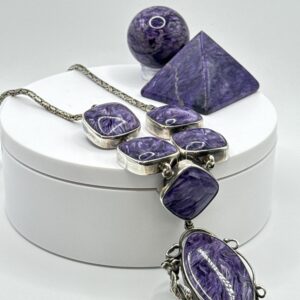 Charoite & Sterling Silver Statement Necklace - 72.87 Grams Charoite & Sterling Silver Statement Necklace - 72.87 Grams