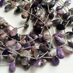 10-14mm Charoite Faceted Pear Beads, Cherolite Faceted Pear Briolettes, 12 Pcs Cherolite For Jewelry Violet, Lilac Cherolite  - AGA64