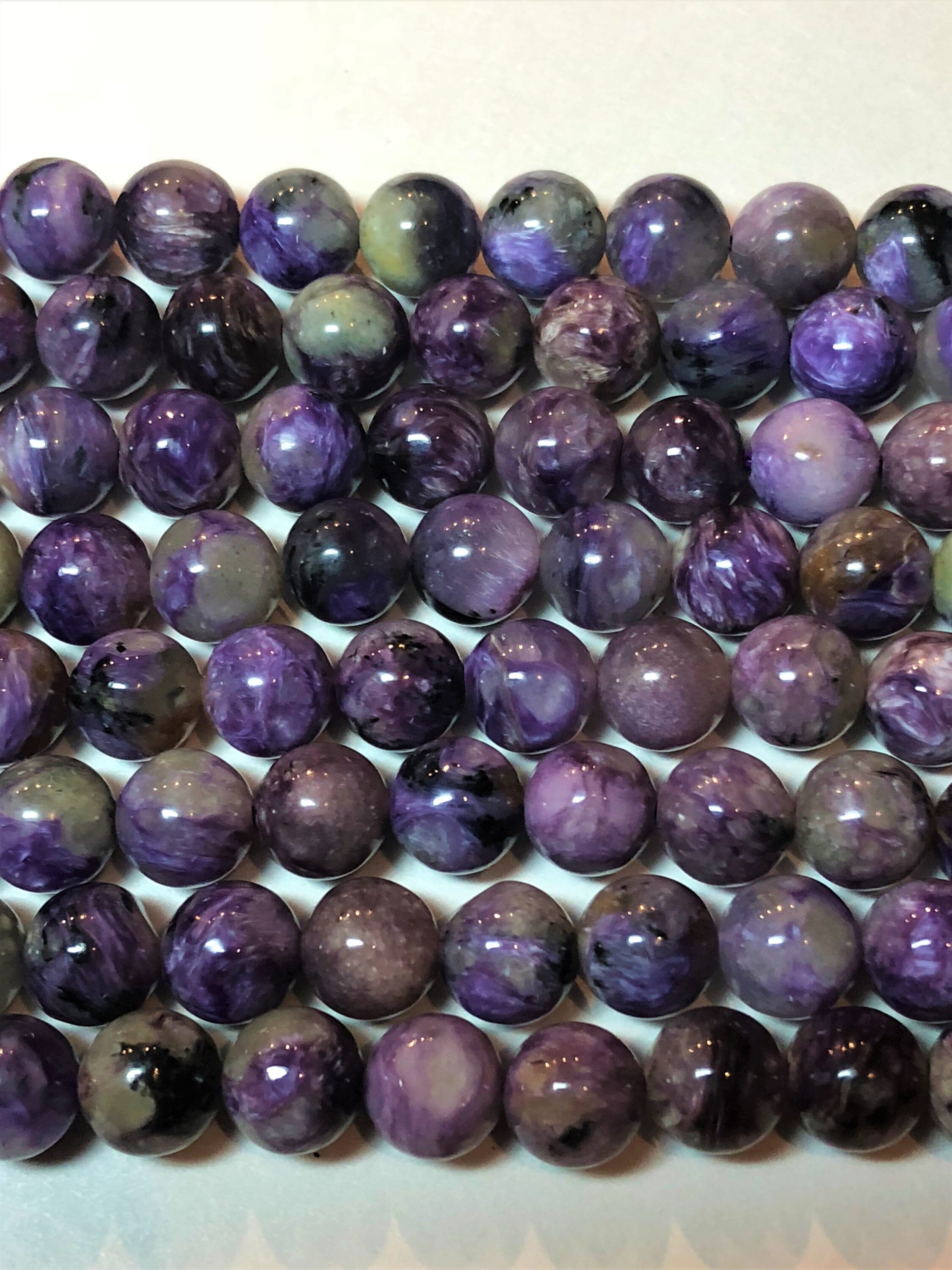 8mm Russian Charoite Gemstone Beads. Full 15" Strand Of High Quality Beads, About 50 Beads Per Strand.