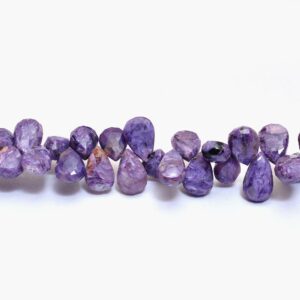 Aaa+ Charoite Gemstone 14mm-18mm Pear Briolette Beads | 8inch Strand | Purple Charoite Semi Precious Gemstone Faceted Briolettes For Jewelry