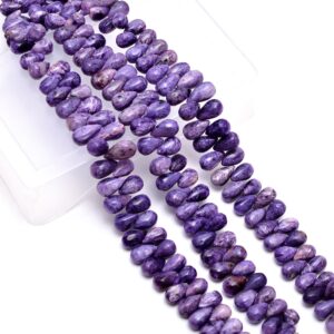 Aaa+ Russian Charoite Gemstone 6x9mm-7x10mm Smooth Teardrop Beads | 8inch Strand | Purple Charoite Semi Precious Gemstone Smooth Drops Beads