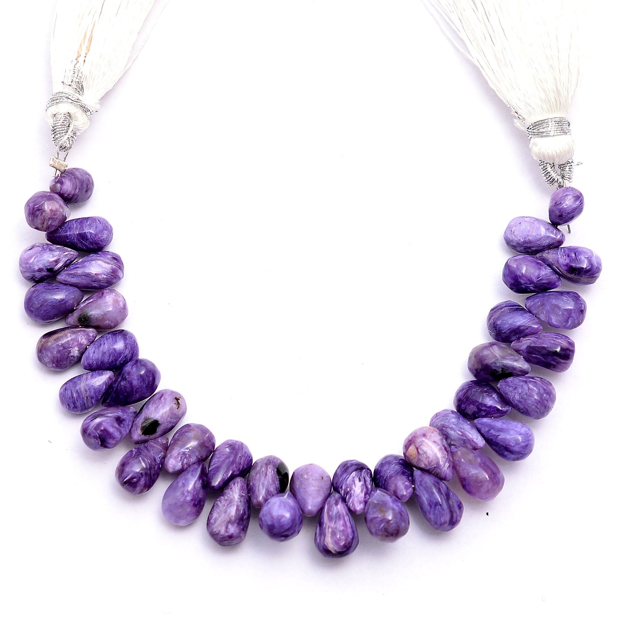 Aaa+ Russian Charoite Gemstone 5x8mm Smooth Teardrop Beads | 5inch Strand | Purple Charoite Semi Precious Gemstone Smooth Drops Beads