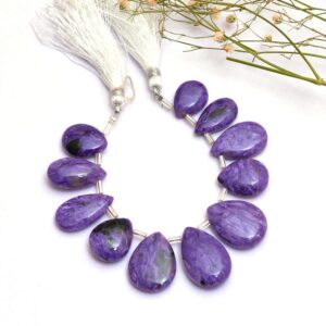 Aaa+ Russian Charoite Gemstone 15mm-22mm Smooth Pear Briolette Beads | Purple Charoite Semi Precious Gemstone Loose Briolettes | 5inch Long