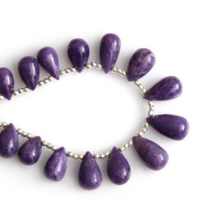 Best Quality Natural Charoite Smooth Drops Beads - Charoite Drops, 7x10 Mm To 9x17 Mm - Gem Quality, 19 Cm Full Strand, Price Per Strand