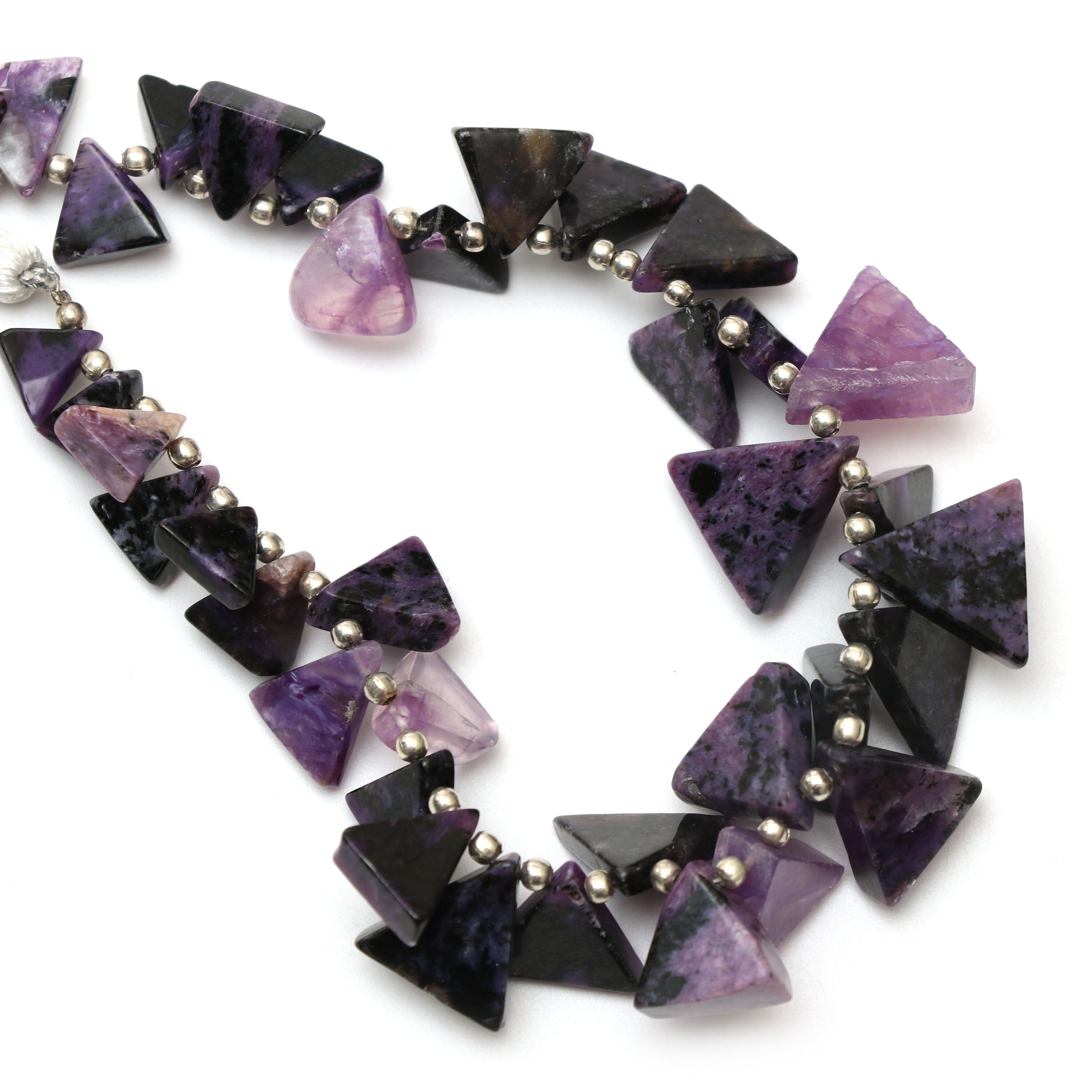 Charoite Both Side Flat Triangle Beads, 7x8 Mm To 12x13 Mm, Charoite Beads, Charoite Side Drill Beads, 8 Inch Full Strand, Price Per Strand