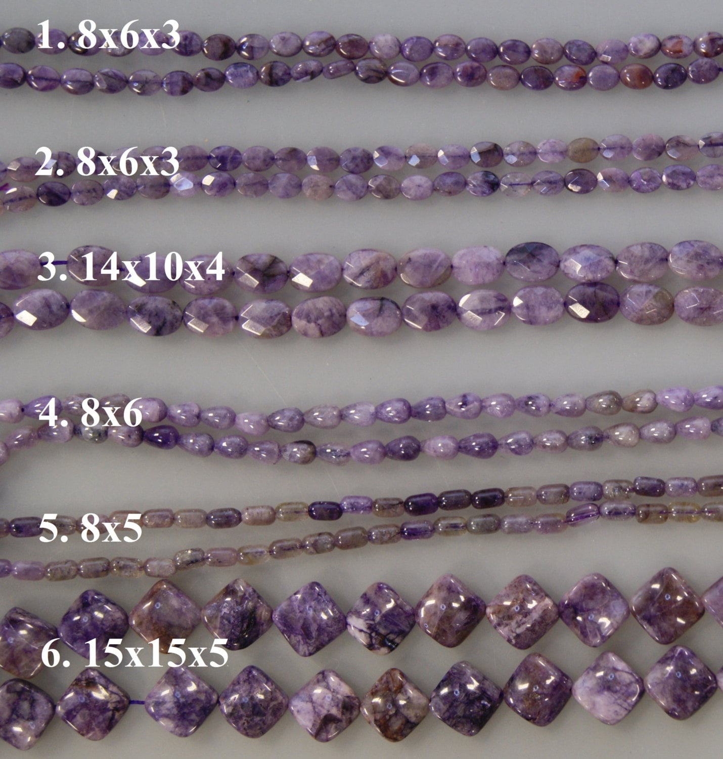 Charoite Different Shapes Gemstone Beads 15.5 Inch Strand