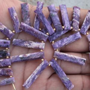 Charoite Gemstone Faceted Briolette Beads | 10-piece Rectangle | Size- 17-33 Mm | Jewelry Setting (c735)