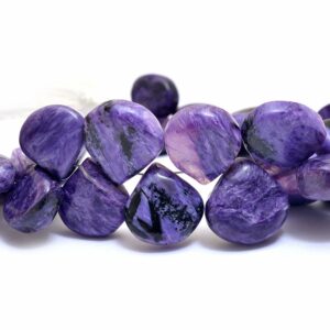 Charoite Gemstone Smooth Heart Briolettes | 13mm-15mm Beads 8inch Strand | Purple Charoite Semi Precious Gemstone Beads For Jewelry Making
