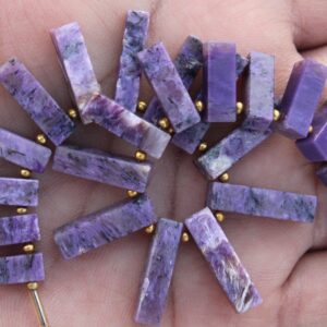 Charoite Gemstone Smooth Briolette Beads | 10-piece Cuboid | Size- 9-20 Mm | Jewelry Setting (c734)