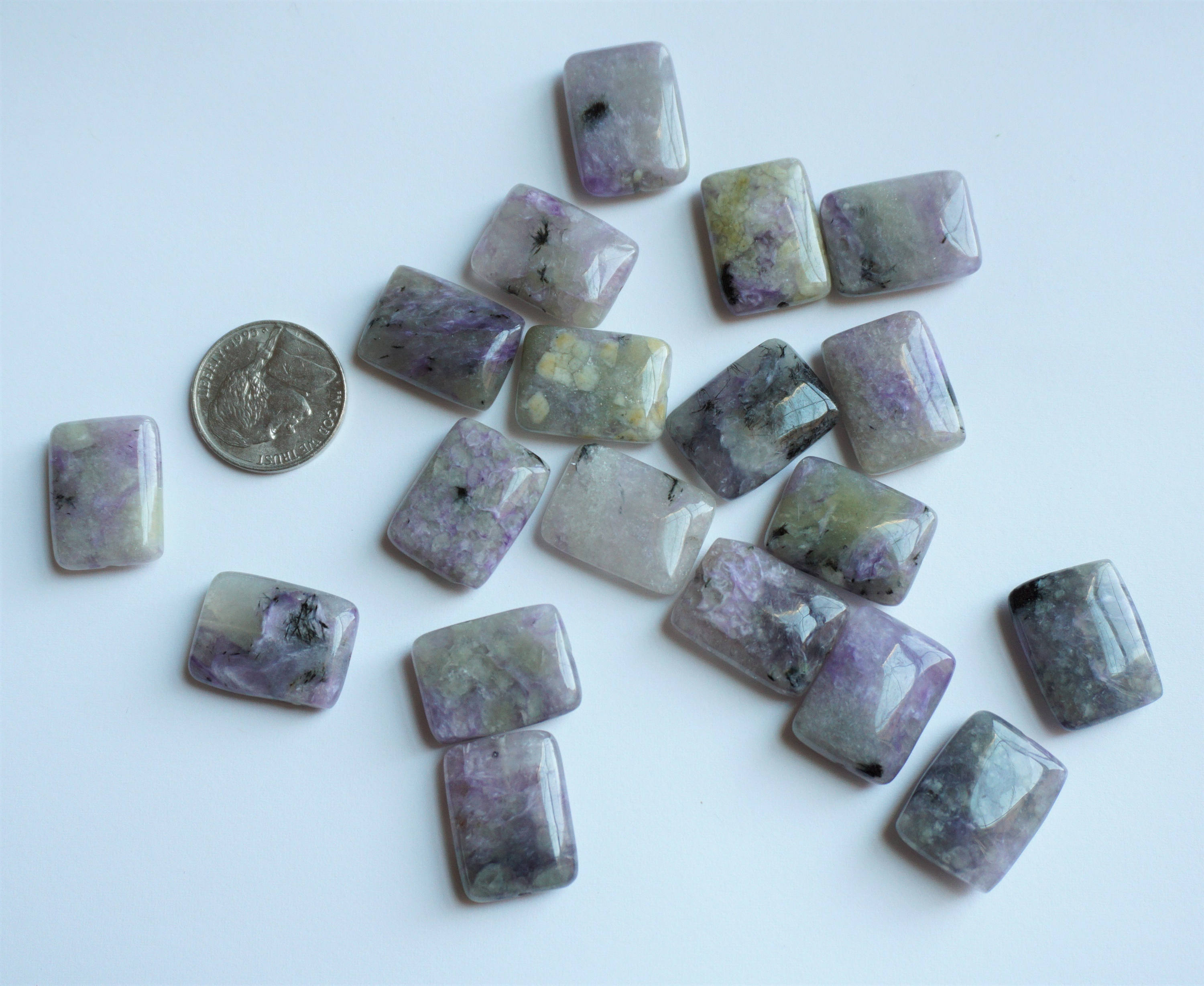 Genuine Charoite Rectangle Beads: Purple Healing Stone (15x20mm, 4 Pieces)