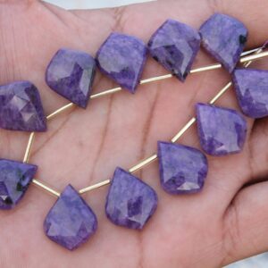 Natural Cherolite Gemstone Faceted Briolette Beads I Leaf-shaped 11 Pieces Beads I Size- 15x19 Mm App. Jewelry Setting I Gems Sale [0128]