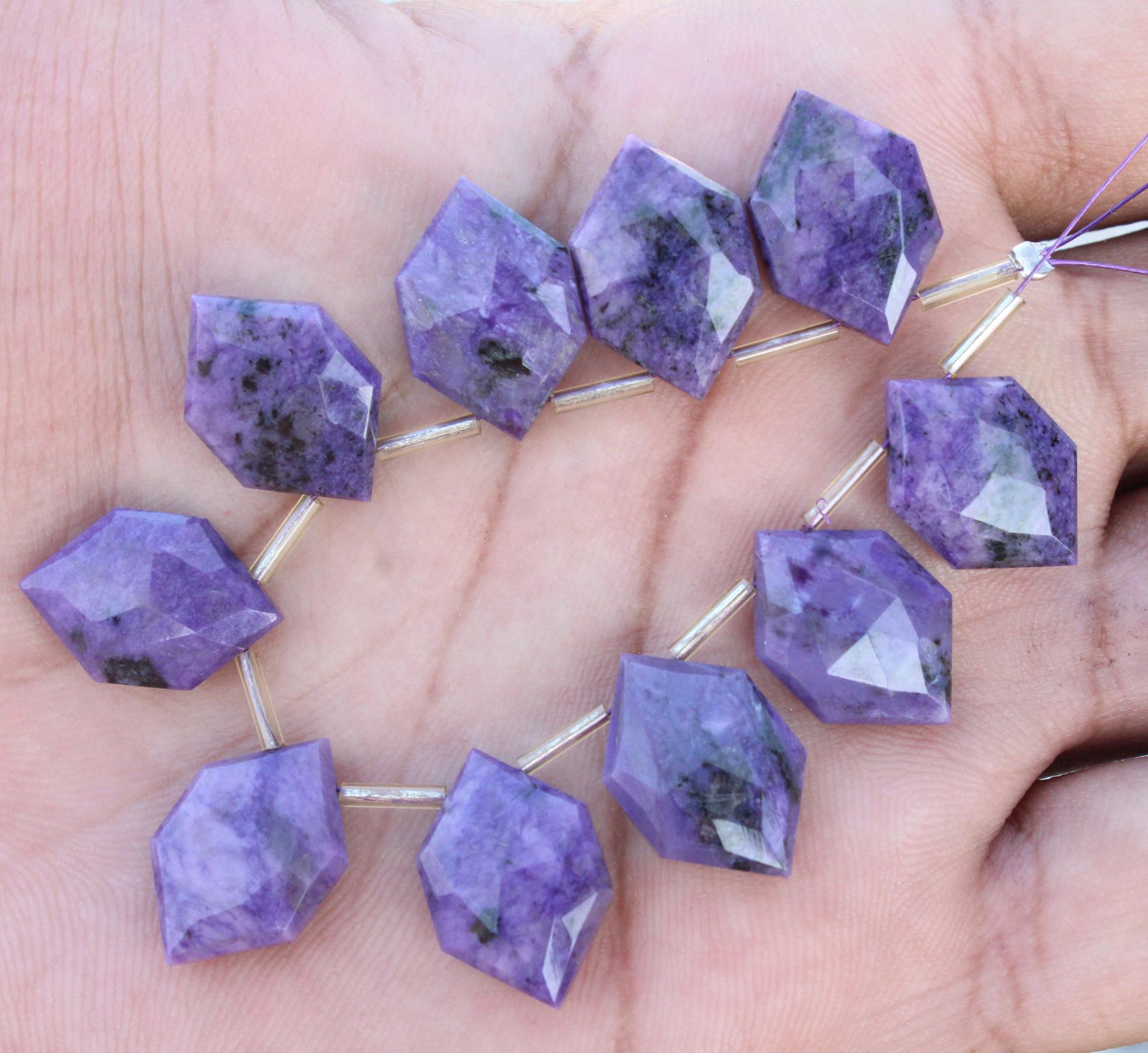 Natural Cherolite Gemstone Faceted Briolette Beads I Hexagon-shaped 10 Pieces I Size- 12x18 Mm App. Jewelry Setting I Fancy Gems [b01]