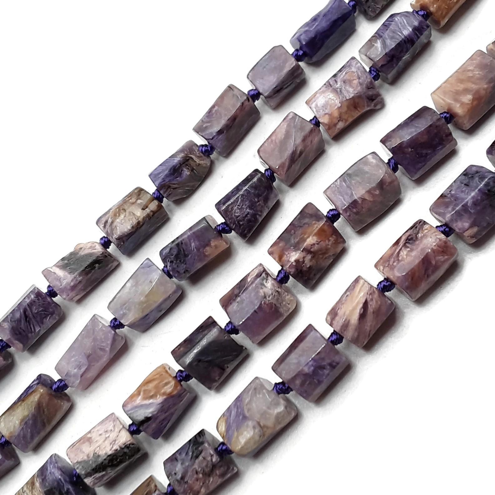 Natural Charoite Faceted Irregular Tube Beads Size 8x10mm 15.5" Strand Natural Charoite Faceted Irregular Tube Beads Size 8x10mm 15.5" Strand