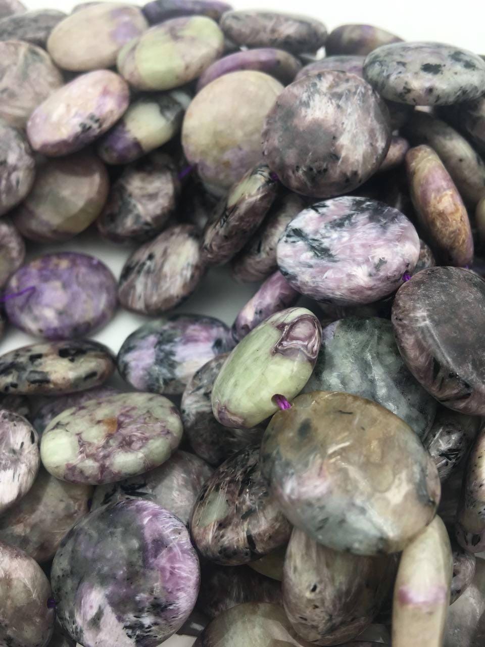 Natural Charoite Oval Shaped Beads 18x20mm 15.5" Strand