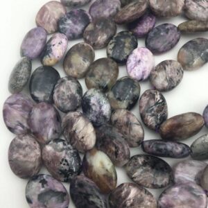 Natural Charoite Smooth Oval Beads 13x18mm 15.5" Strand