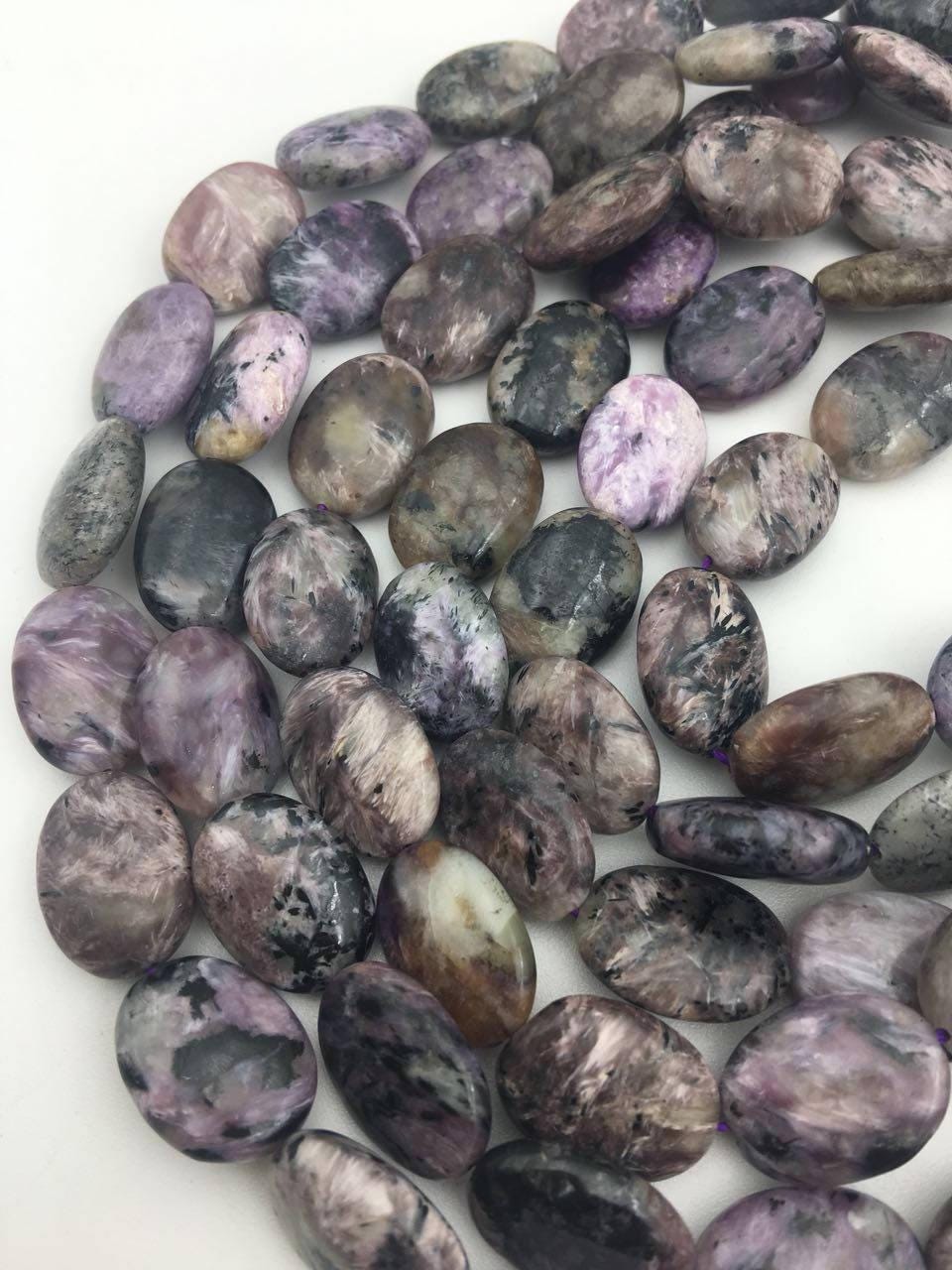Natural Charoite Smooth Oval Beads 13x18mm 15.5" Strand Natural Charoite Smooth Oval Beads 13x18mm 15.5" Strand