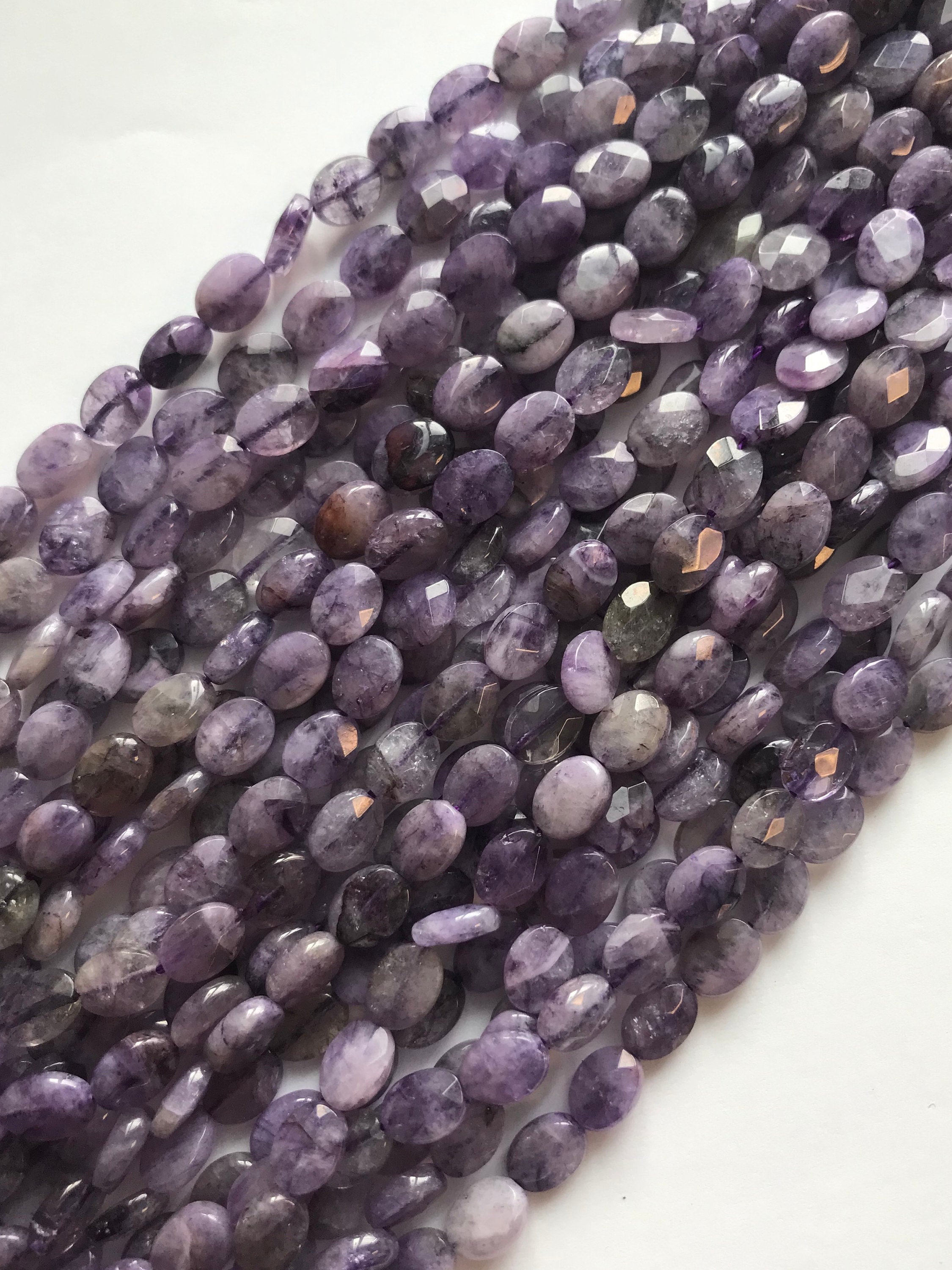 On Sale Natural Charoite 8x6x3mmfaceted Oval Gemstone Beads - 15.5 Inches Strand