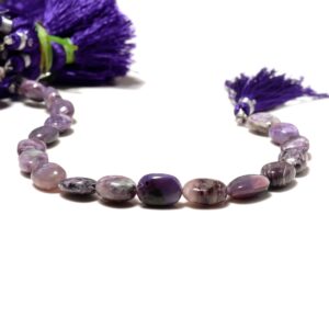 Charoite Oval Shaped Briolette Beads, 8-9mm/9-10mm/11-12mm/13-14mm Blue Charoite Smooth Gemstone Oval Tumble Beads, 8 Inch Strand, Gds2232