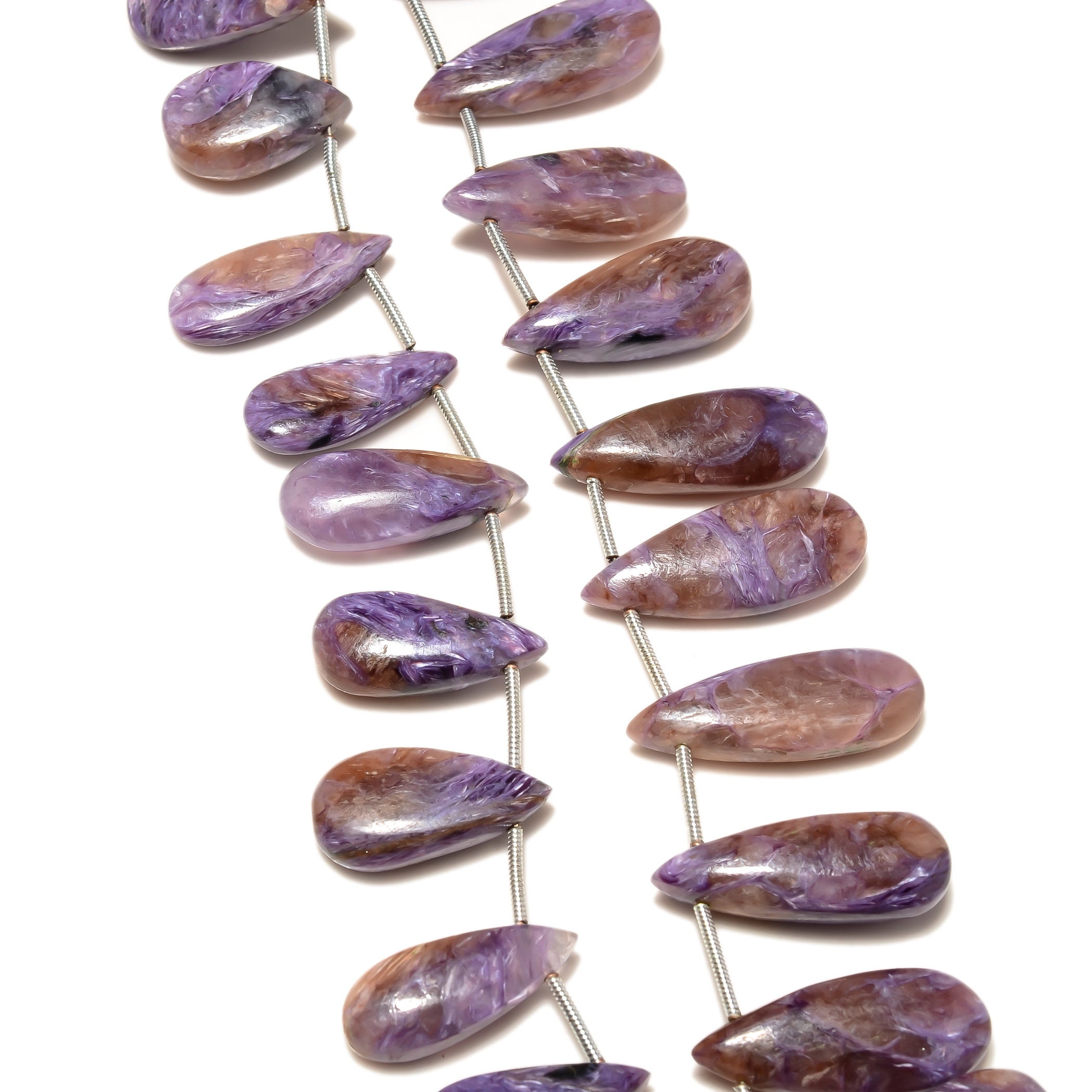 Charoite Pear Shaped Briolette Beads, 12-16mm/15-19mm/12-22mm/25-29mm Blue/brown Charoite Smooth Gemstone, 7"/7.5"/8 Inch Strand, Gds2231