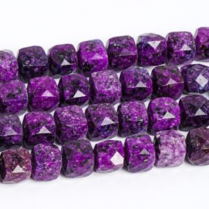 Purple Charoite Square Cube Beads Grade AAA Loose Beads 15" Strand For Jewelry Making