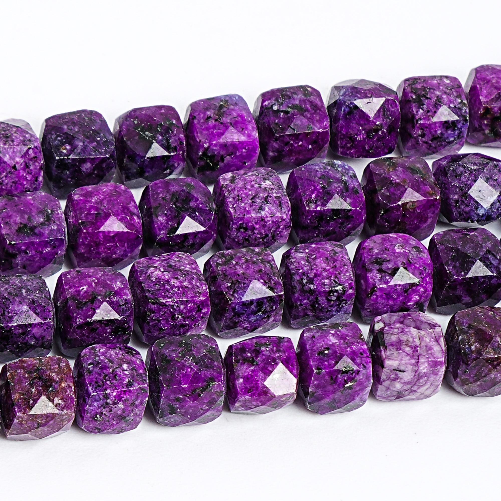 Purple Charoite Square Cube Beads Grade Aaa Loose Beads 15" Strand For Jewelry Making