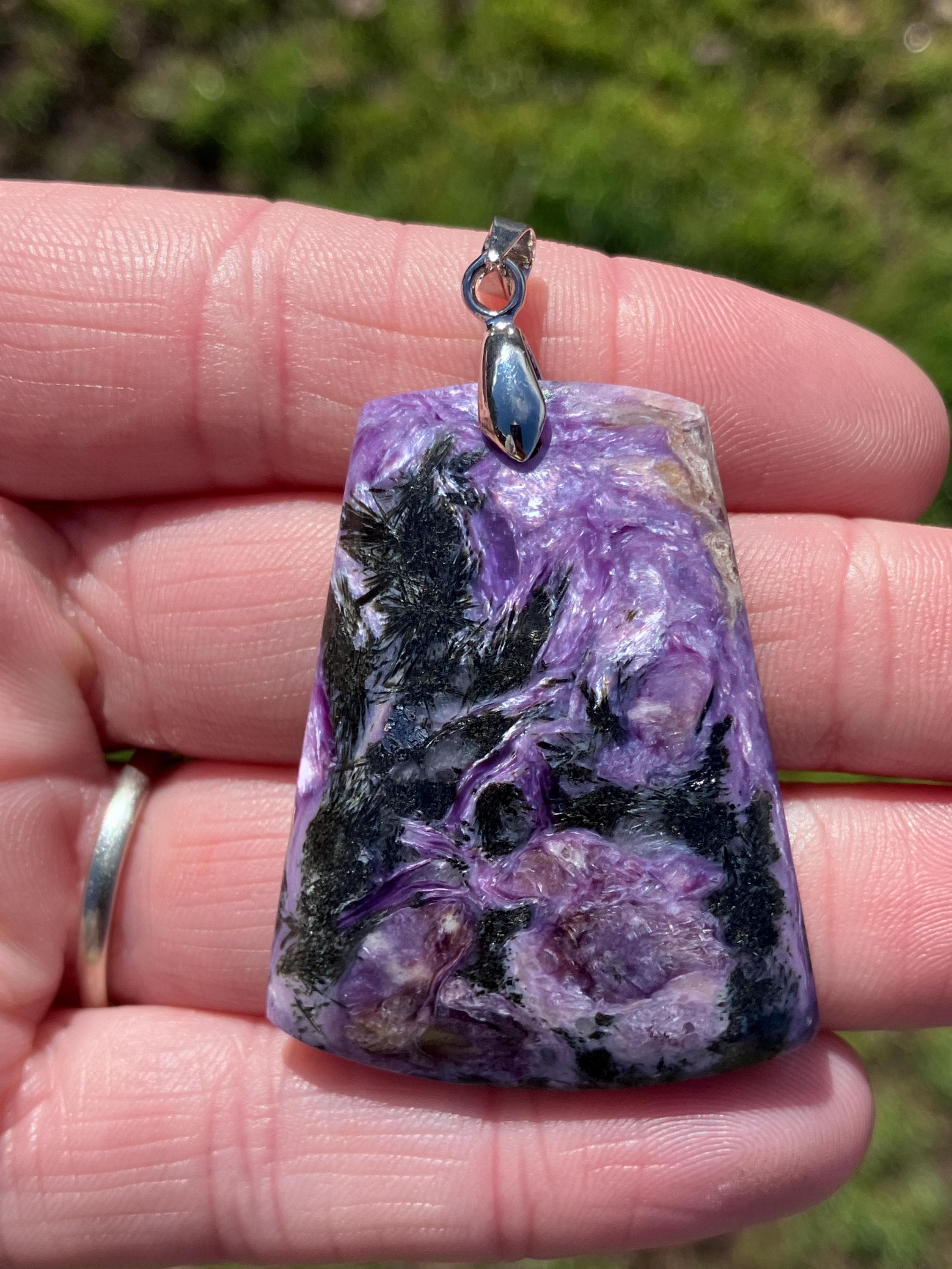 Charoite Aegirine Canasite Tinaksite Pendant Stone Crystal Jewelry