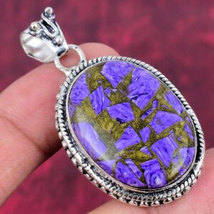 Copper Charoite Pendant Handmade Pendant Unique Pendant 925 Sterling Silver Pendant Real Gemstone Jewelry Gift For Mother Charoite Jewelry