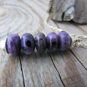 Charoite Pendant, dark purple stone necklace, stack pendant