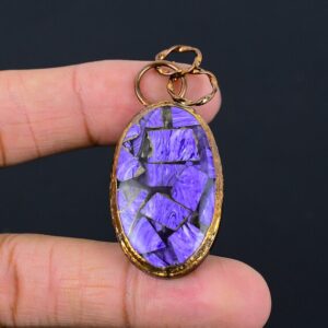 Electroformed Copper Charoite Pendant: Handmade Gemstone Jewelry