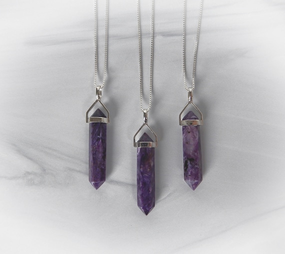 Charoite Gemstone Necklace Sterling Silver • Genuine Purple Charoite • Charoite Point • Sterling Charoite Pendant • Purple Charoite Point Charoite Gemstone Necklace Sterling Silver • Genuine Purple Charoite • Charoite Point • Sterling Charoite Pendant • Purple Charoite Point