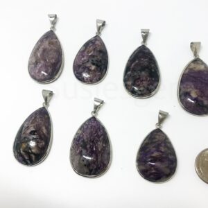 Natural Charoite Teardrop Pendant. Twilight Mist - Purple Charoite Gemstone Pendant. Crystal Healing Stone