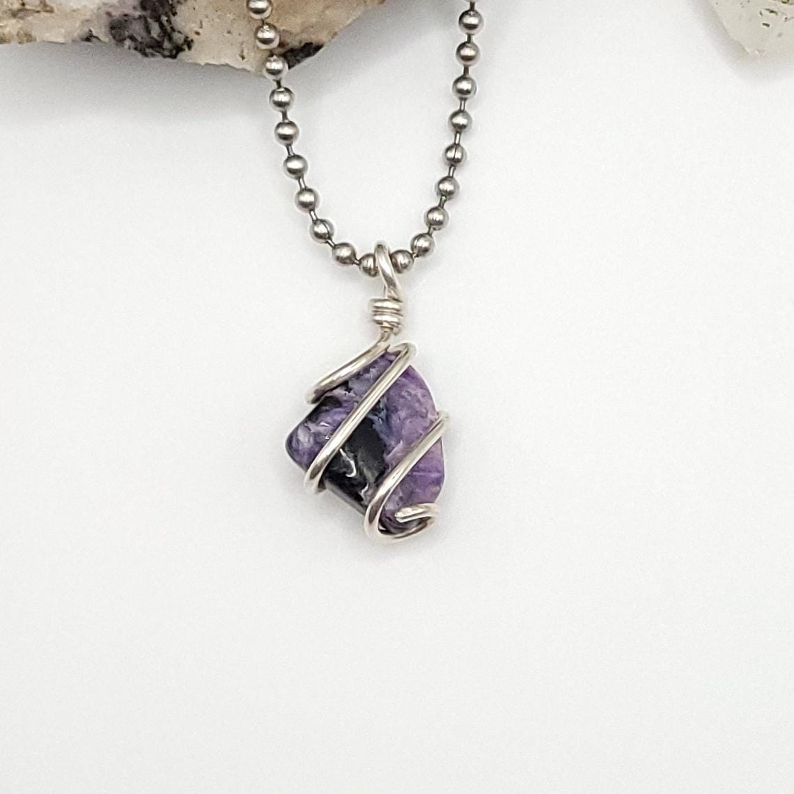Charoite Necklace In Silver | Crystal For Spiritual Growth, Inspiration And Transformation Charoite Necklace In Silver | Crystal For Spiritual Growth, Inspiration And Transformation