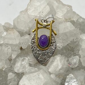 Petite Abstract Two-Tone Charoite Pendant