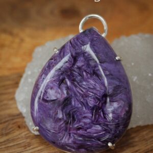 Purple Charoite Sterling Silver Pendant: Crown Chakra Healing Crystal