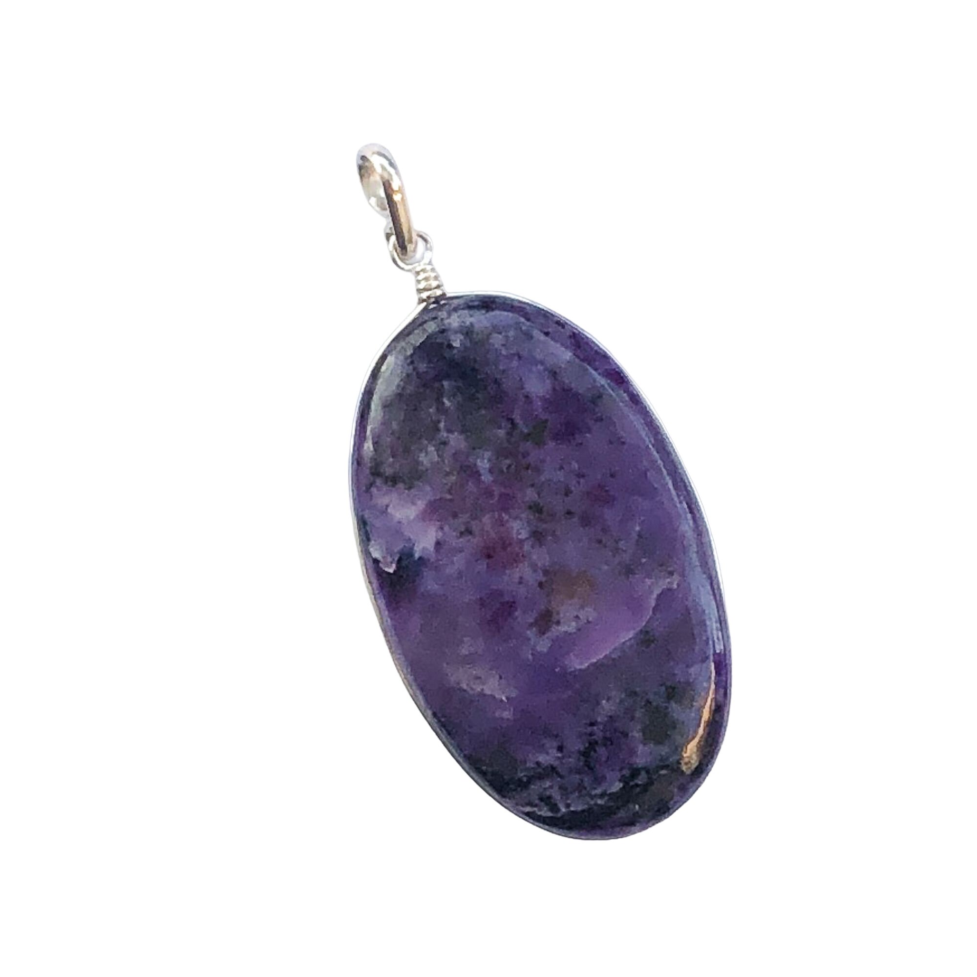Charoite Silver Pendant, Natural Charoite Jewelry, Purple Stone Pendant, Teardrop Mauve Sterling Pendant, Charoite Jewelry, Natural Gemstone
