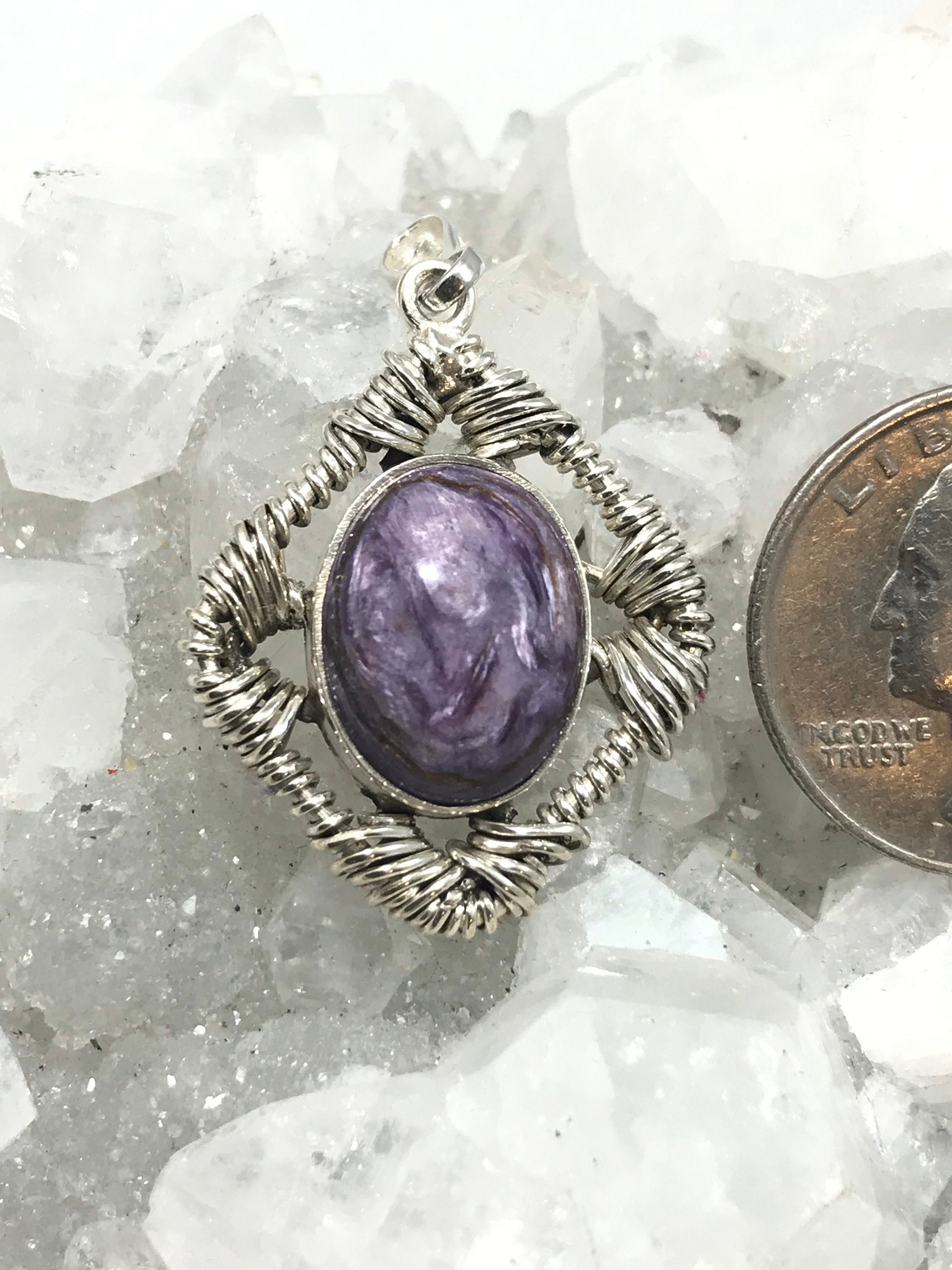 Wire Wrapped Charoite Pendant