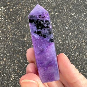 2.4 In Charoite Tower: Polished Point, Purple Black Gemstone Decor, Sagittarius Stone #2