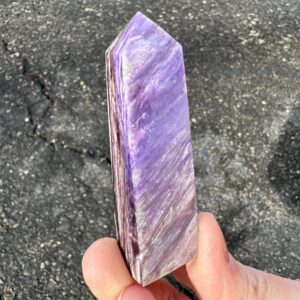 2.6 Inch Charoite Tower: Polished Crystal Point, Violet Siberian Specimen Purple Gemstone #7 2.6 Inch Charoite Tower: Polished Crystal Point, Violet Siberian Specimen Purple Gemstone #7