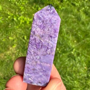 2.2 In Charoite Crystal Tower: Purple And Black Gemstone Specimen #3 2.2 In Charoite Crystal Tower: Purple And Black Gemstone Specimen #3