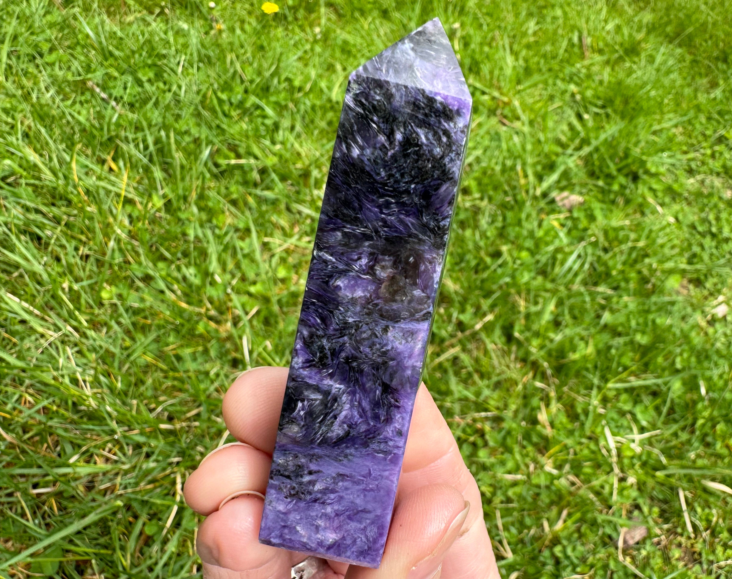 3.2 Inch Charoite Tower - Polished Crystal Point - Purple, Black, And Pink Gemstone Decor #9 3.2 Inch Charoite Tower - Polished Crystal Point - Purple, Black, And Pink Gemstone Decor #9