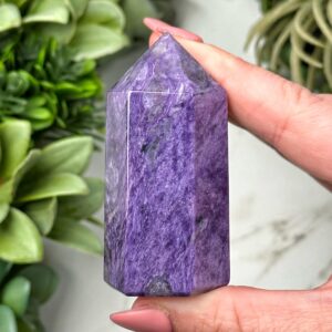 Charoite Point | 90g | - #14 (polished Purple Crystal Tower, Crown Chakra, Healing Stone, Balance)