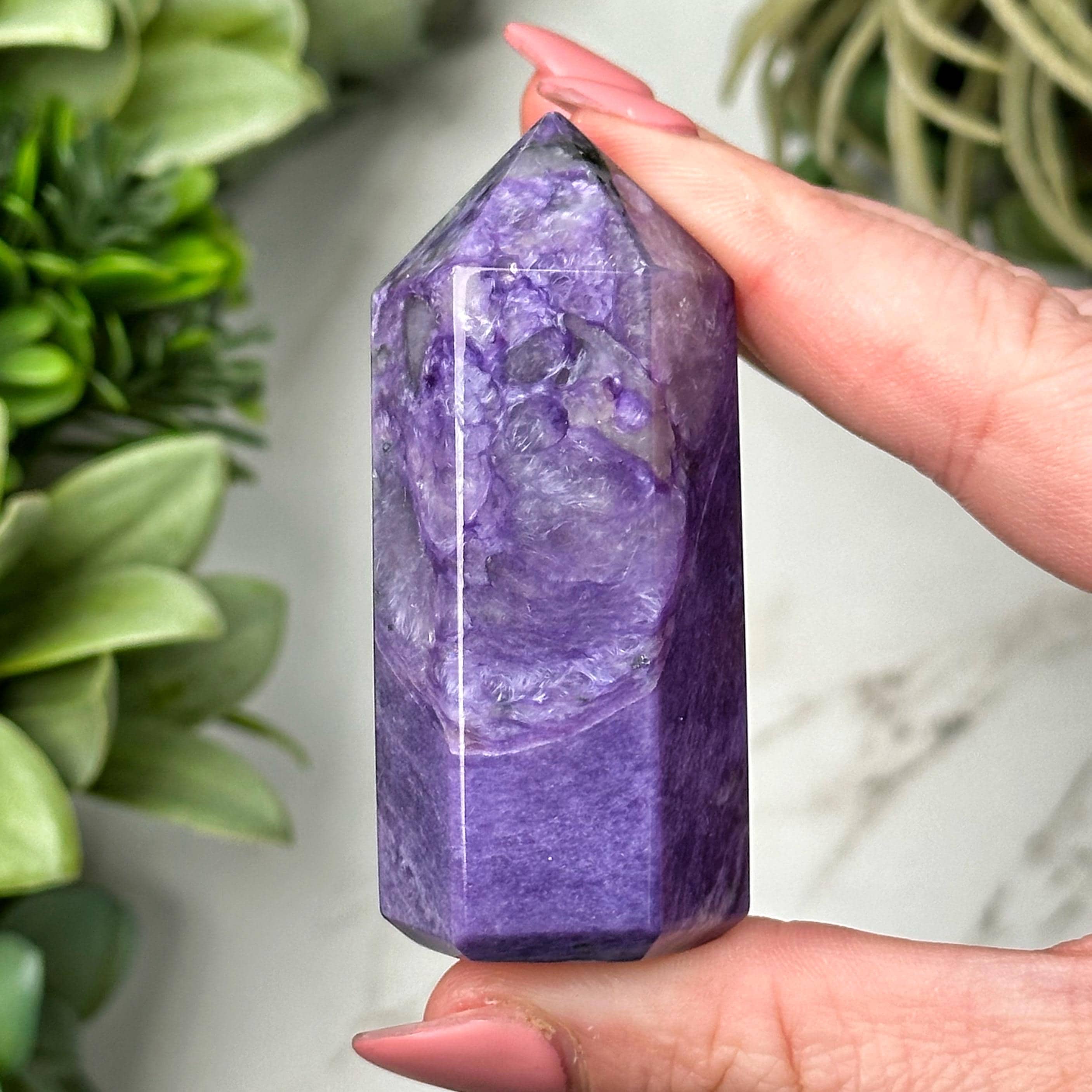 Charoite Point | 64g | - #11 (polished Purple Crystal Tower, Crown Chakra, Healing Stone, Balance) Charoite Point | 64g | - #11 (polished Purple Crystal Tower, Crown Chakra, Healing Stone, Balance)
