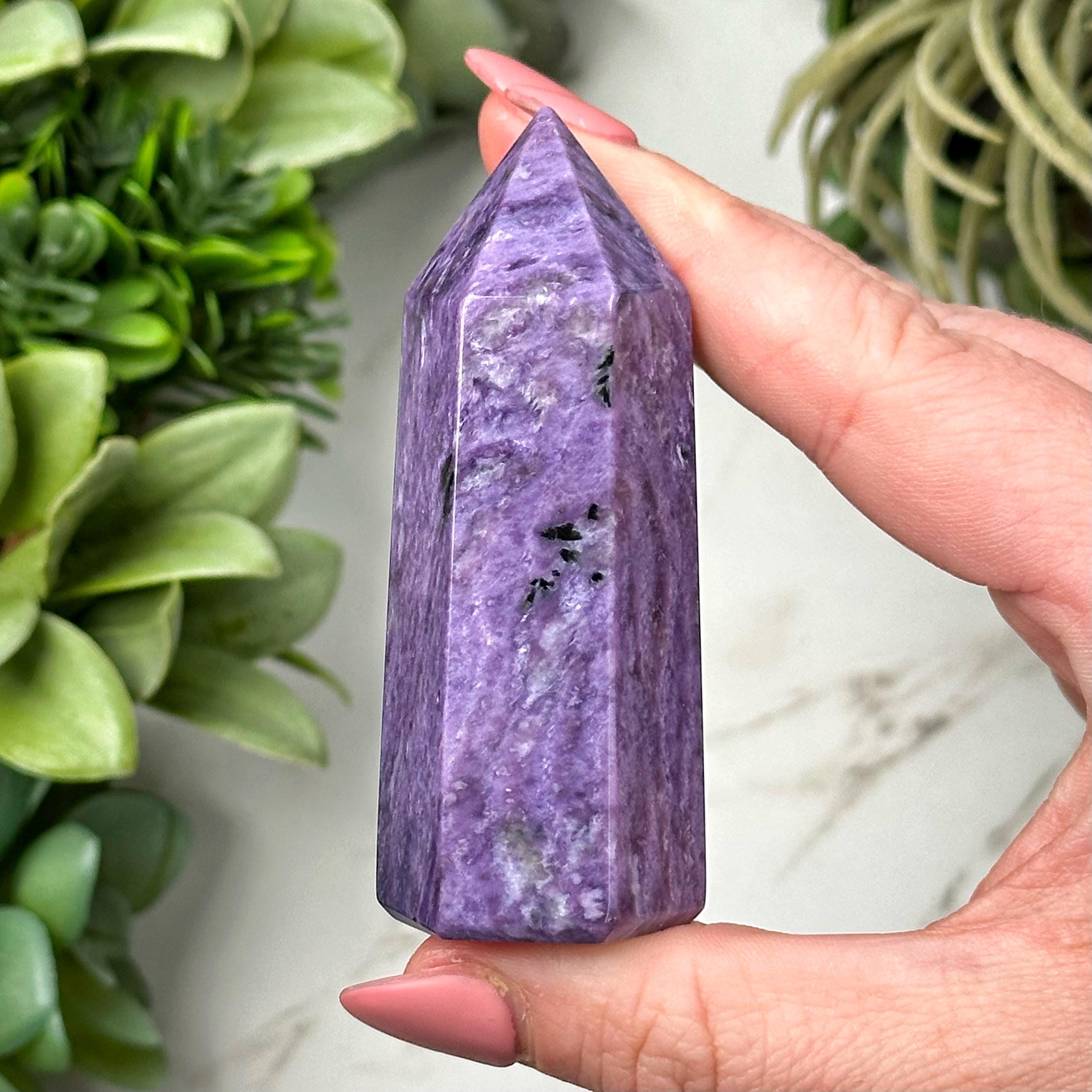 Charoite Point | 70g | - #2 (polished Purple Crystal Tower, Crown Chakra, Healing Stone, Balance)