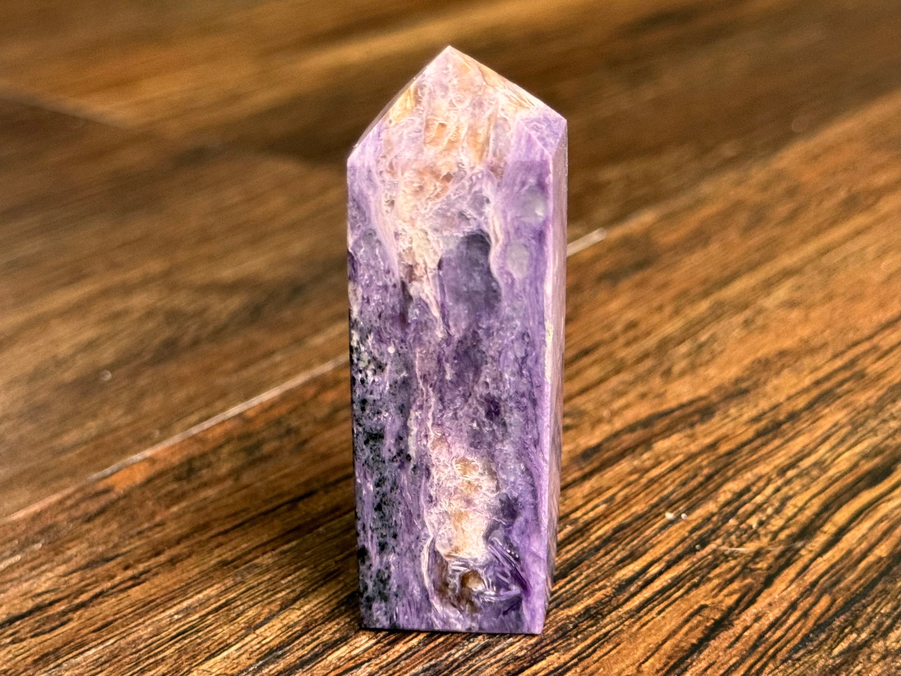 Charoite Tower, Purple Pink Gemstone Decor, Gift For Sagittarius (2.4") #1 Charoite Tower, Purple Pink Gemstone Decor, Gift For Sagittarius (2.4") #1