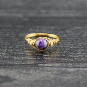 14 K Gold Filled Faceted Charoite Wire Wrapped Bead Ring 14 K Gold Filled Faceted Charoite Wire Wrapped Bead Ring