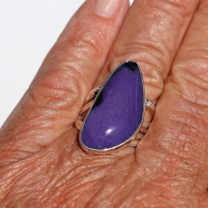 CHAROITE RING, AA Quality, Free Form Charoite Ring, Size 9, Beautiful Deep Purple, Sterling Silver!